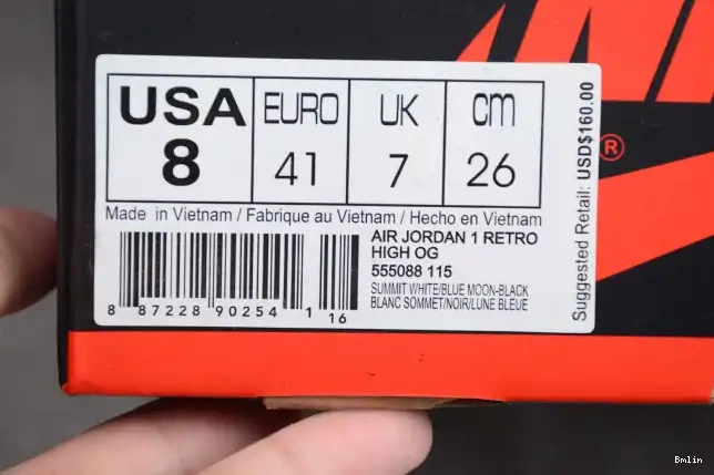 Bmlin 1 OG Retro Air High Blue 555088-115 Jordan Moon 0608